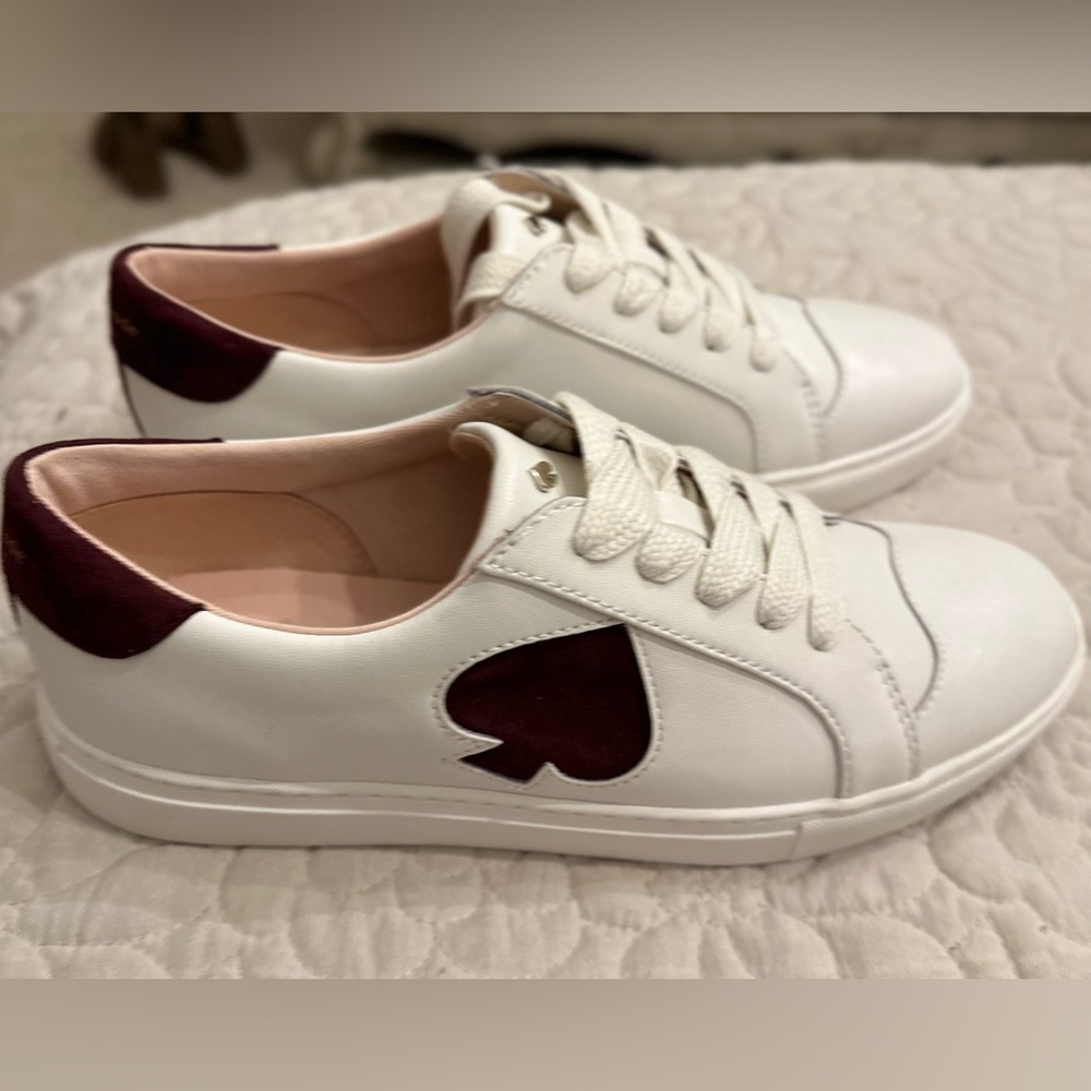 Kate Spade. Size womens US9. White/Maroon. No box. Never worn.